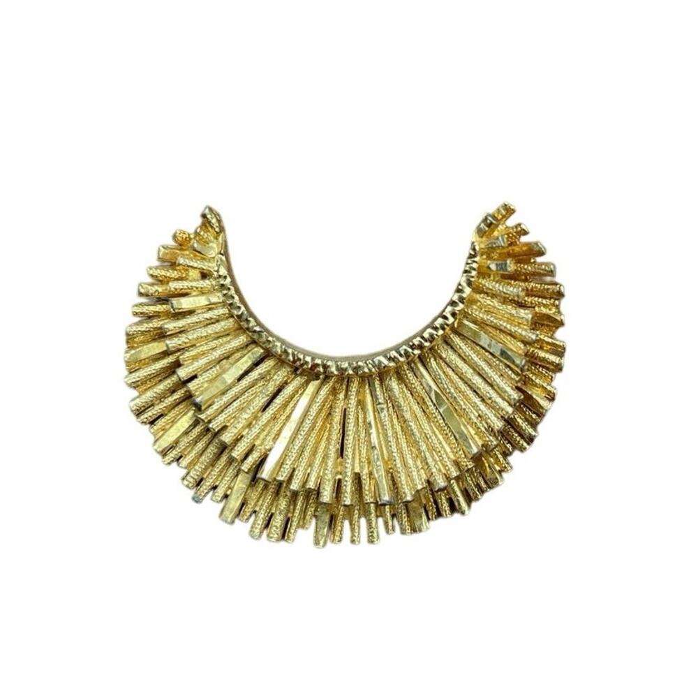 Vintage BSK Gold Toned Tiered Arch Brooch Pin Brushed Gold Tones